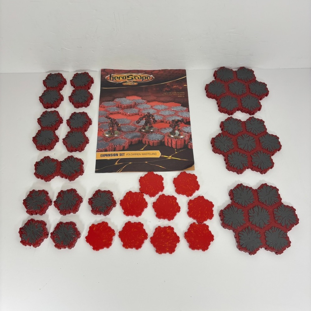 HeroScape Volcarren Wasteland Expansion Set Terrain Tiles & Manual Incomplete